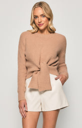 SOGNA COL Round Neck Knit with Optional Belt  SKN342